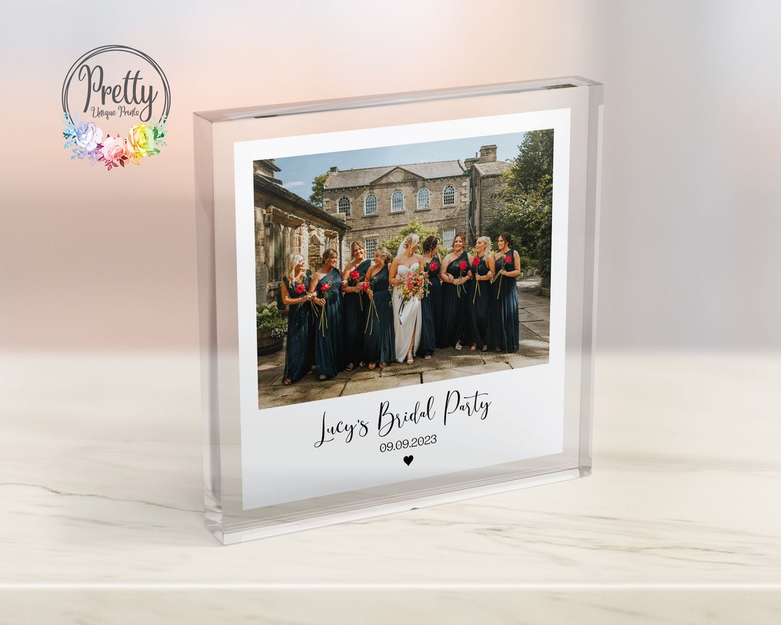 Personalised Bridal Party Photo Block Lucy's Wedding Keepsake Print