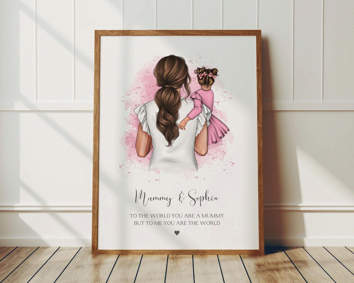 Mummy And Daughter Watercolour Pink To Me You Are World Poster