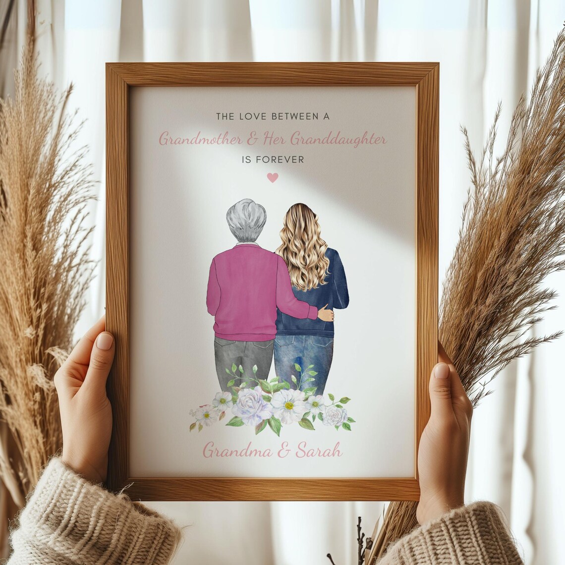 Grandmother and Granddaughter Love Is Forever Floral Tribute Print