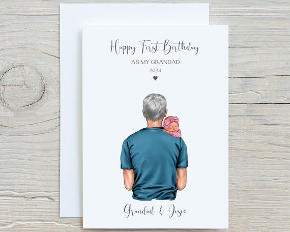 First Birthday As My Grandad Card Personalised Birthday Card For New Grandad New Grandparent Gifts Grandpa Card Pops Card