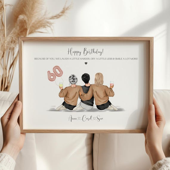 Personalised 60th Birthday Group Friendship Print 60th Birthday Print 60th Birthday Gifts Birthday Gift For Her Friendship Print