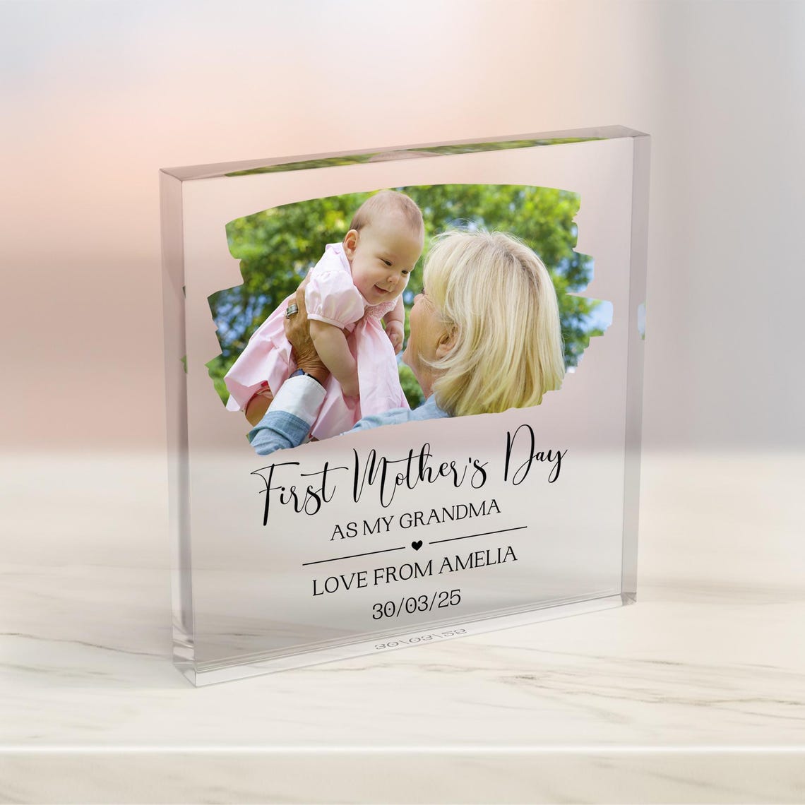 Personalised First Mother's Day as My Grandma Photo Block Print