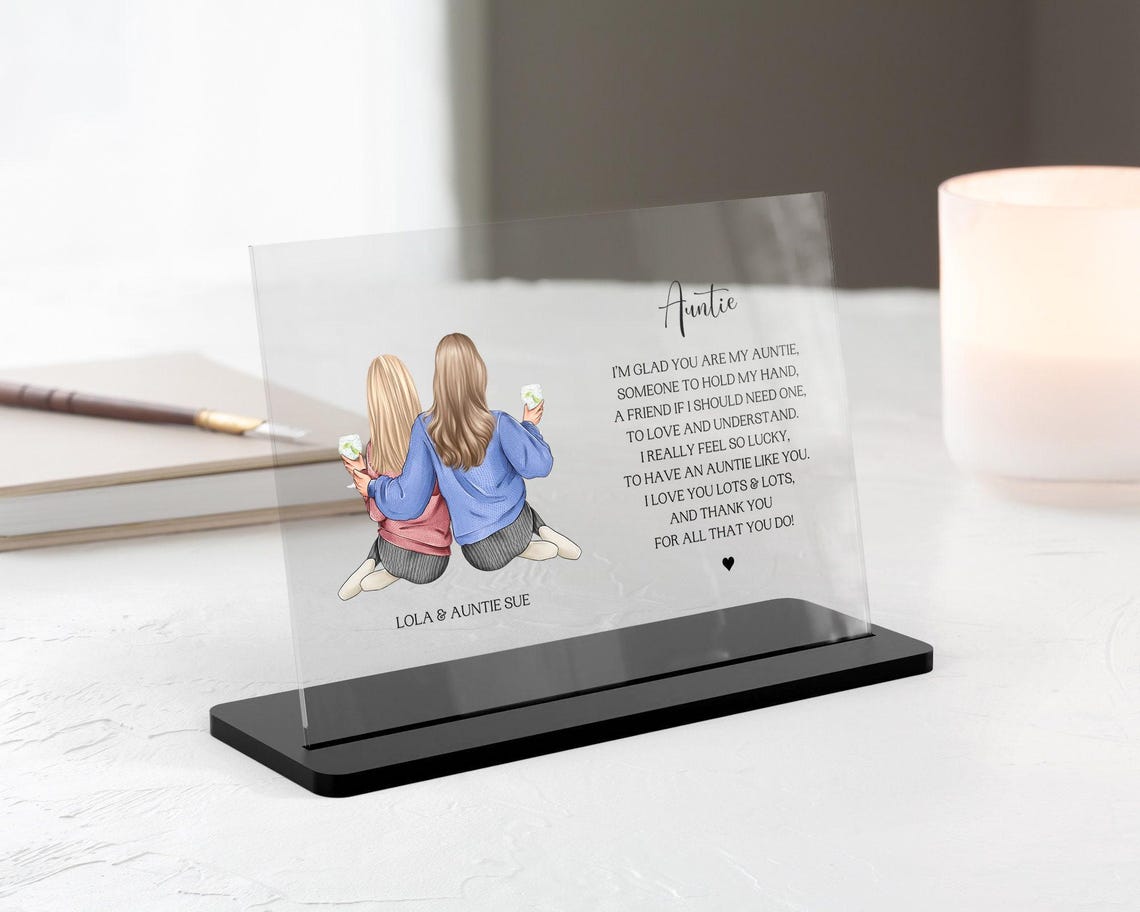 Personalised Auntie Poem Acrylic Plaque Print Gift From Niece