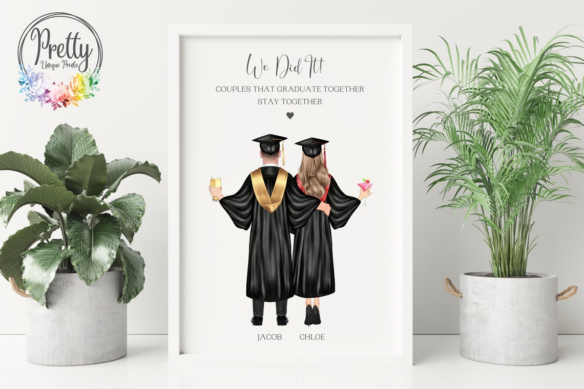 Personalised Couple Graduation We Did It Stay Together Print