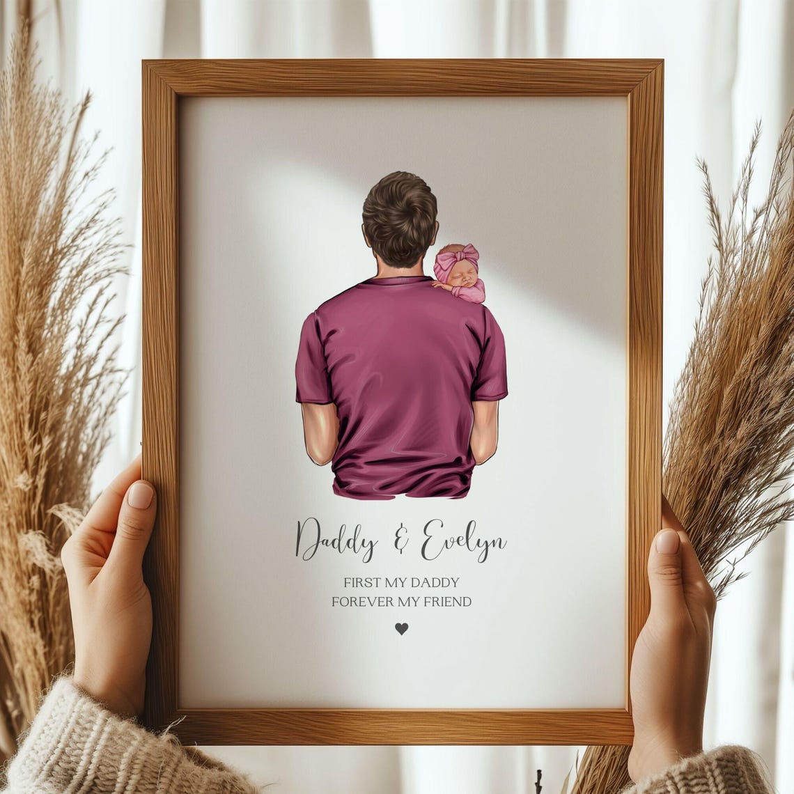 Father And Newborn Baby Print First Fathers Day Gift Dad Gifts Gifts For Dad Newborn Gifts Baby Girl Gifts Papa Gifts