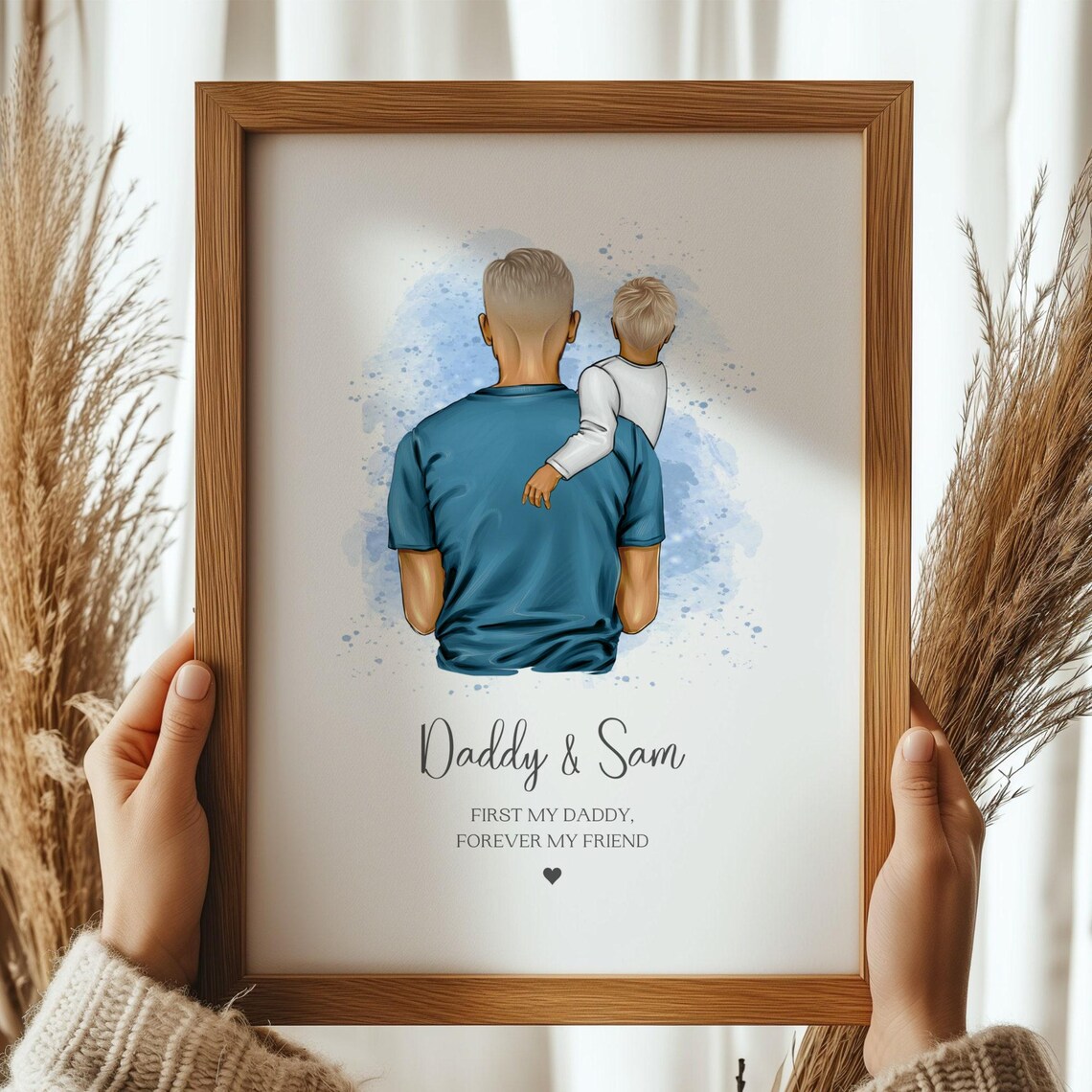Daddy And Son Personalized Father's Day Art Print