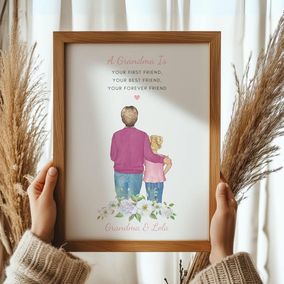 Personalised Family Print Gift For Grandma Grandma And Grandchildren Gift For Grandparents Personalized Grandma Gift Family Portrait