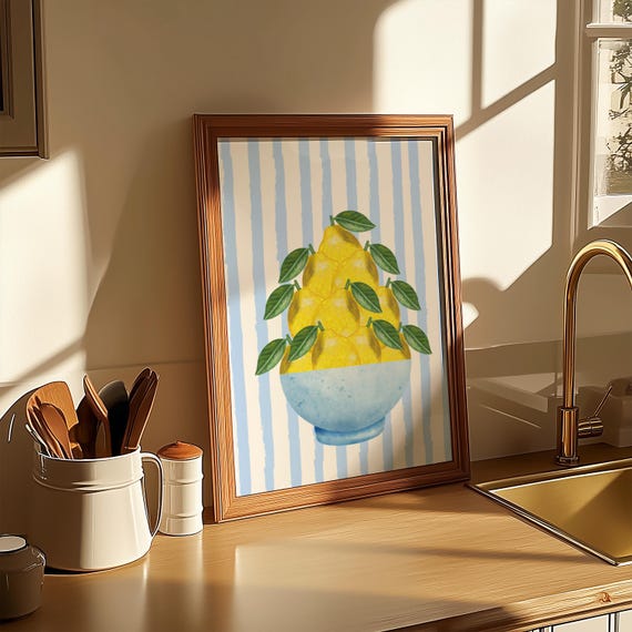 Lemon Print, Modern Kitchen Art Poster