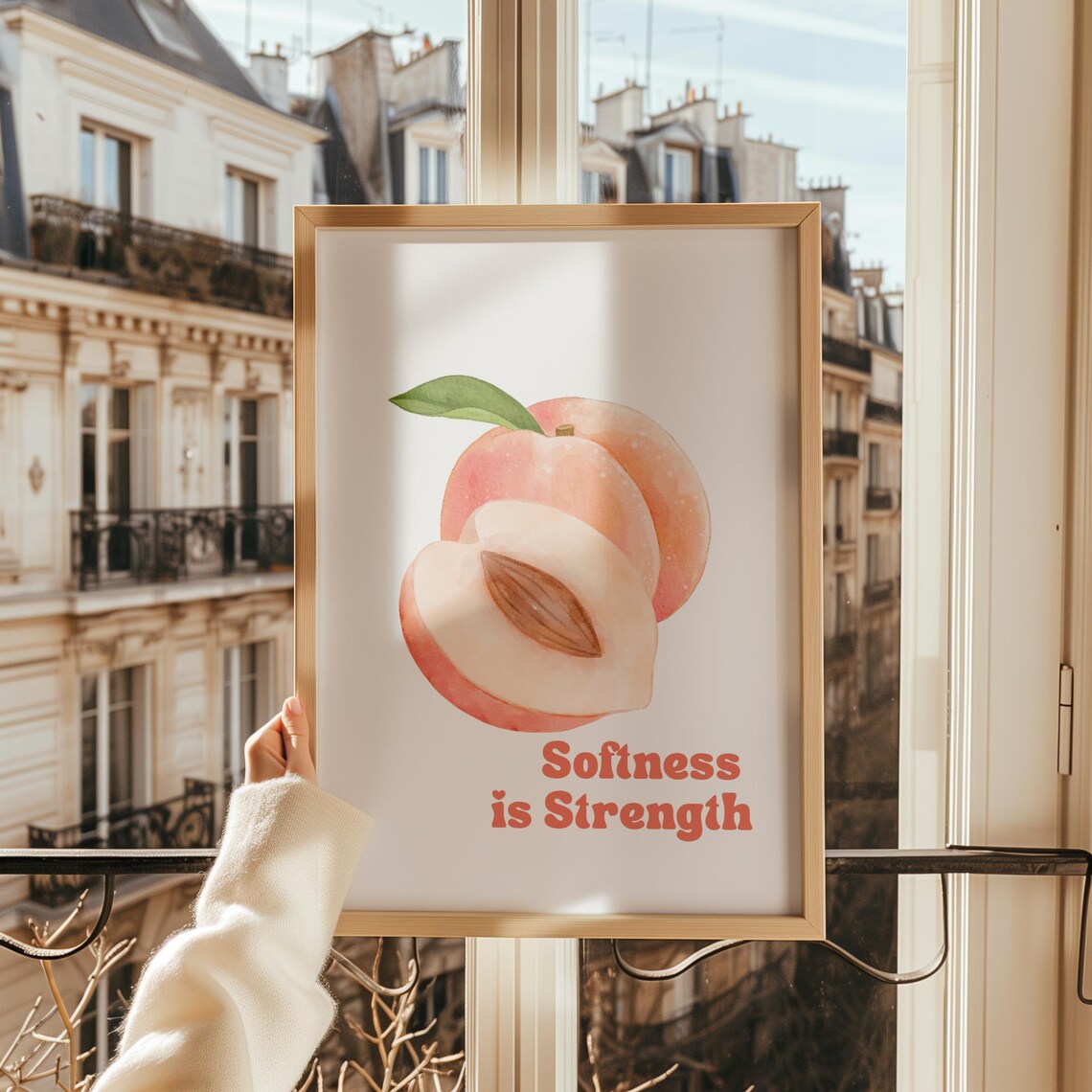 Peach Motivational Fruit Poster, Cozy Kitchen Decor - Image 2