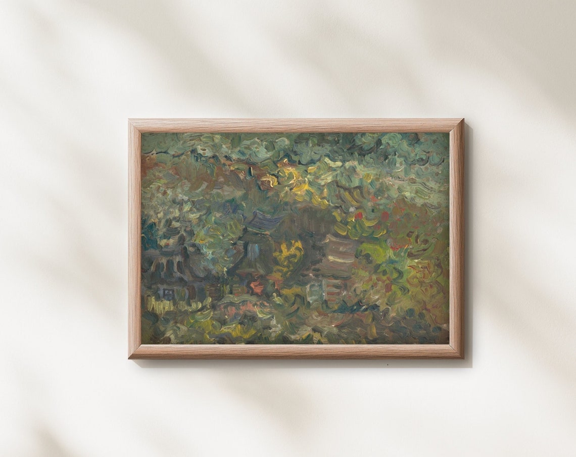 Abstract Green Garden Painted in Thick Impasto Brushwork Poster - Image 3