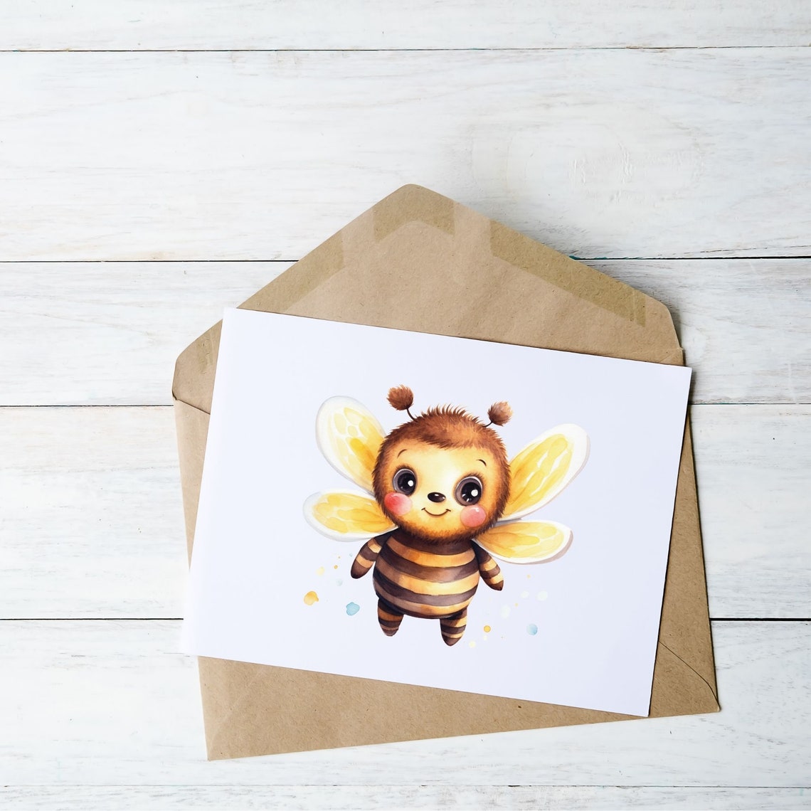 Adorable Baby Bee Watercolor Glowing Yellow Wings Nursery Wall Art - Image 2