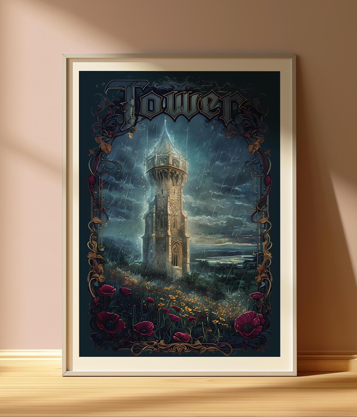 Tarot Tower Card, Dark Fantasy Art Print