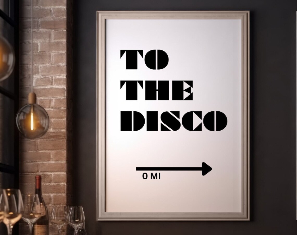 To The Disco Black Retro Lettering Bar Cart Party Quote Poster - Image 3
