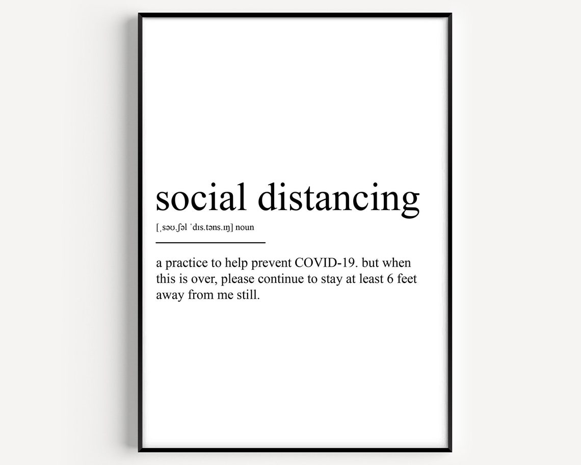 Social Distancing Dictionary Definition Funny Covid Era Poster