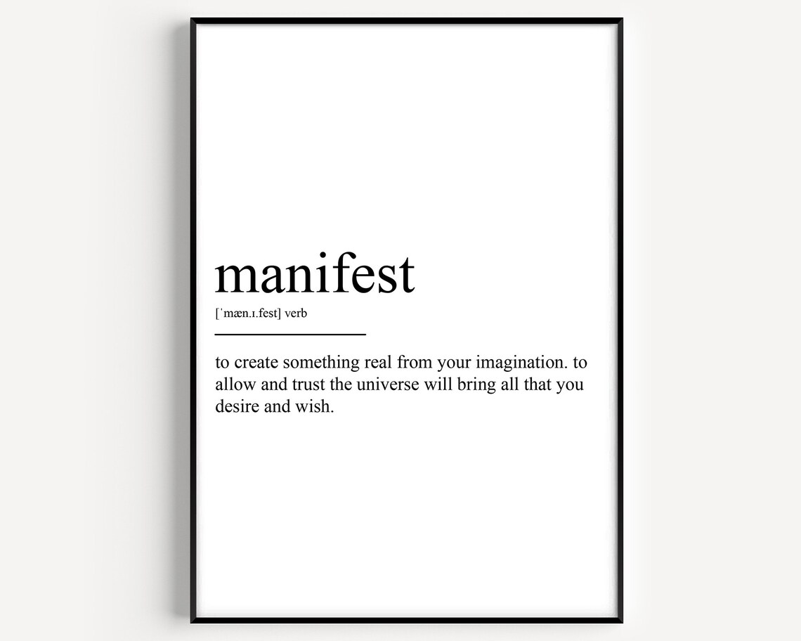Manifest Definition Art Print, Typography Quote
