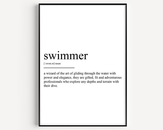 Swimmer Dictionary Definition Word Meaning Poster For Athletes