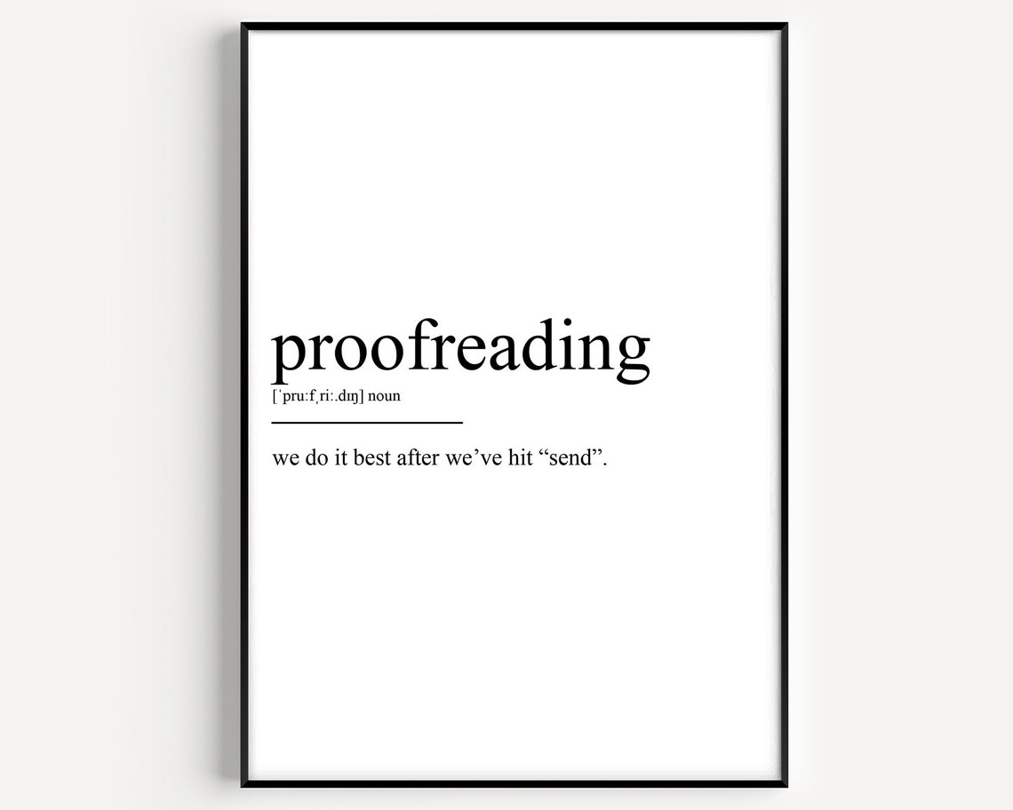 Proofreading Definition Funny Word Art Minimalist Office Poster