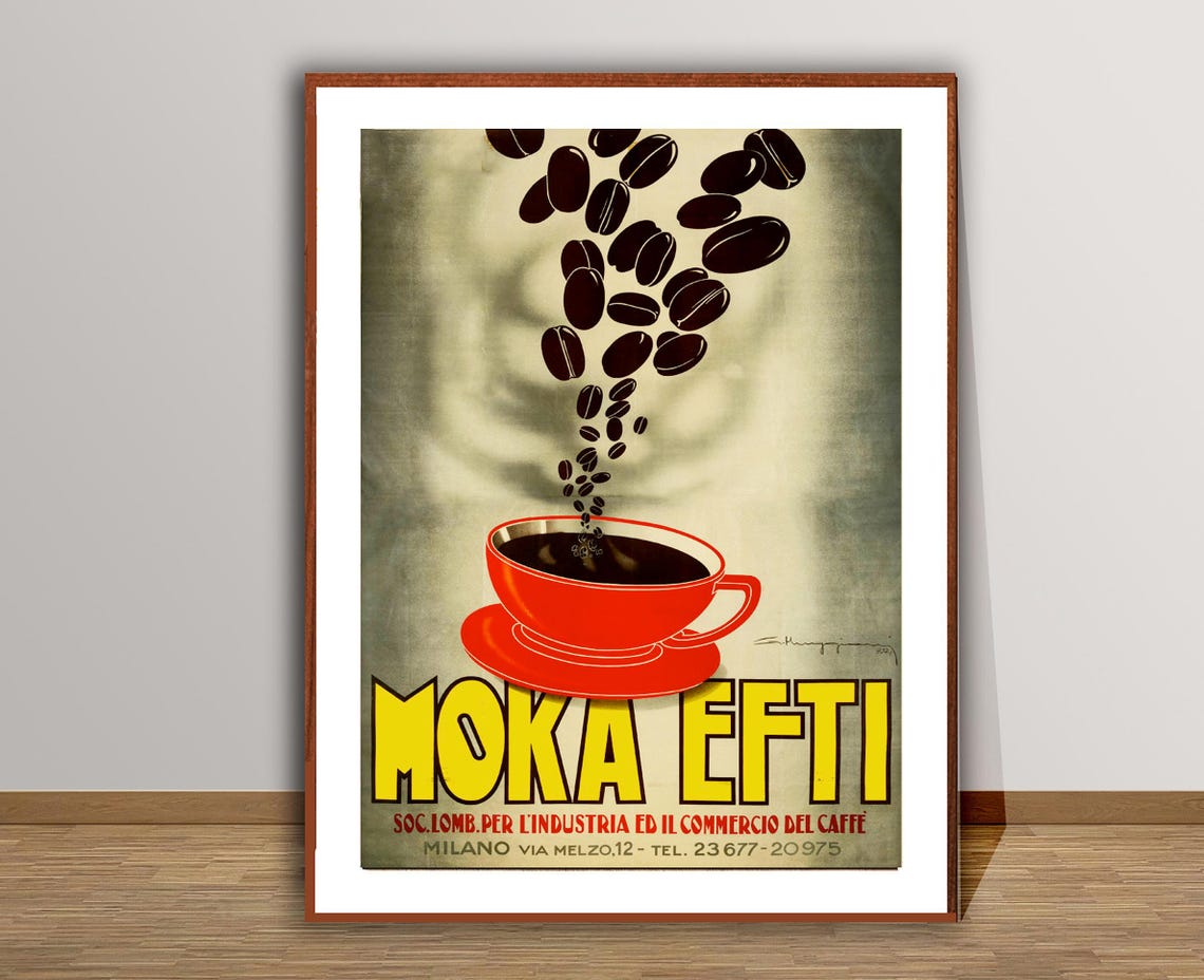 Moka Efti Milano Vintage Fooddrink Poster Retro Coffee Poster Gift Idea Wall Decor - Image 2