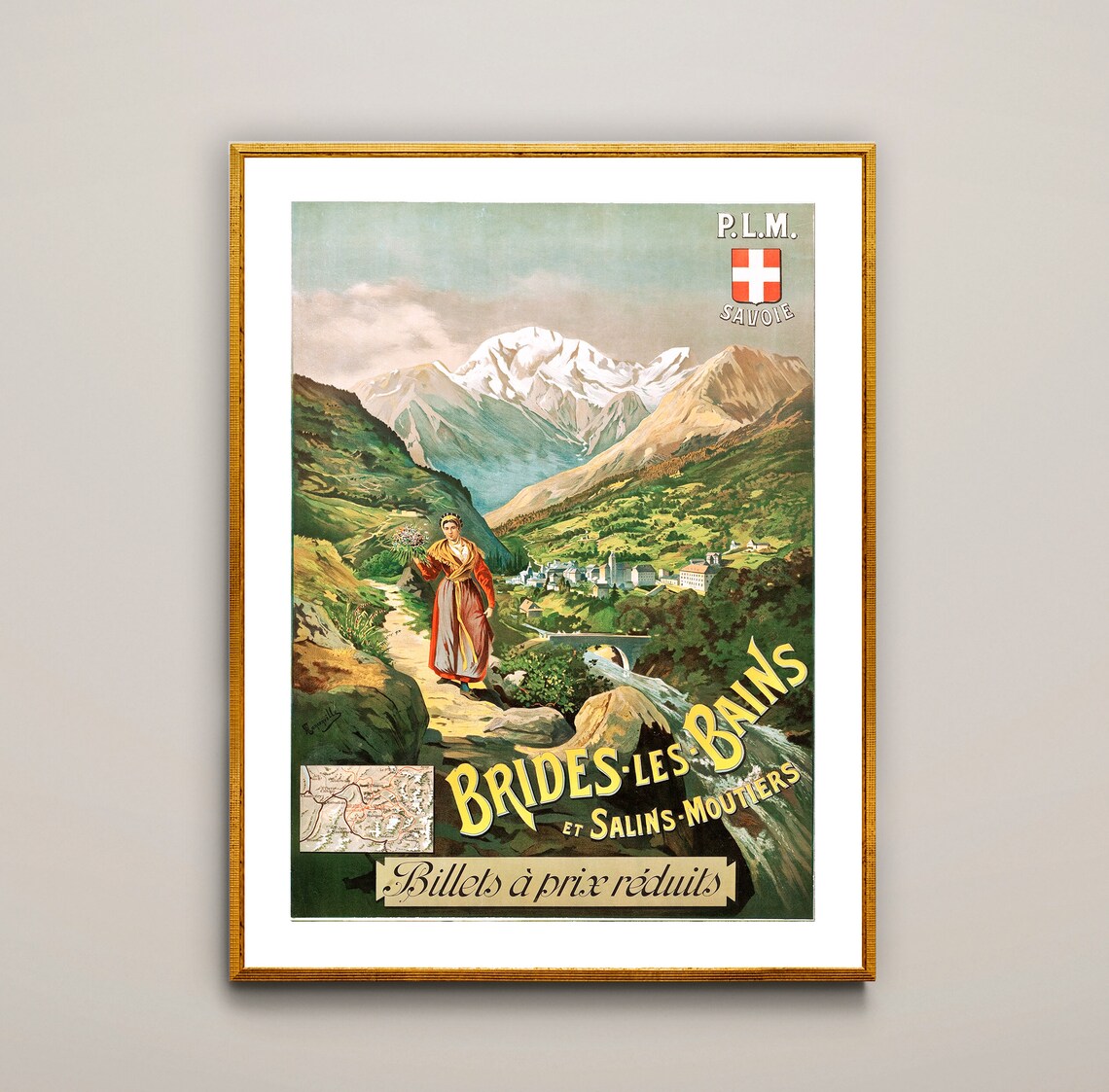 Brides les Bains Salins Moutiers PLM Savoie Alpine Spa Railway Poster