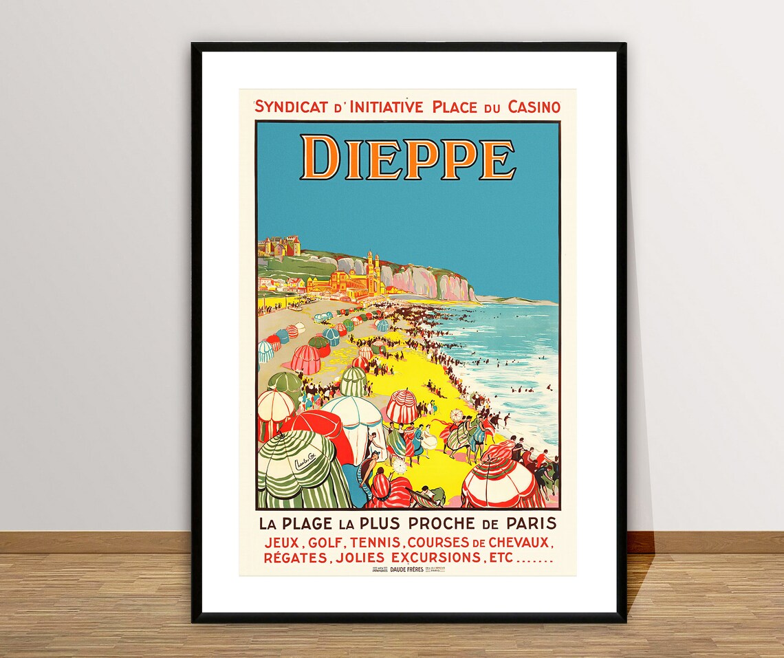 Dieppe France Vintage Beach Travel Poster Nearest Beach to Paris - Image 2