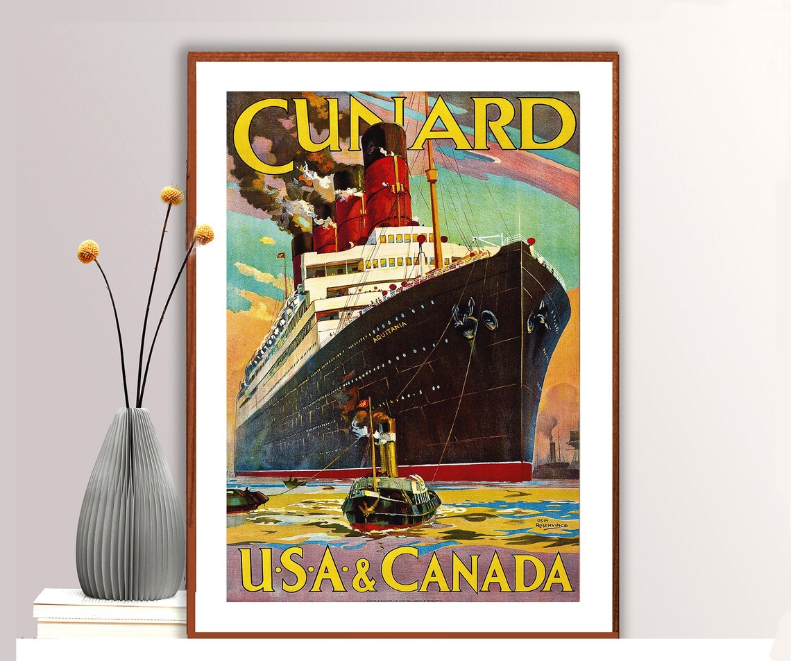Cunard USA Canada Vintage Travel Poster Art Print