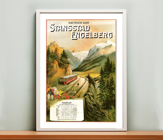 Electrische Bahn Stansstad Engelberg Schweiz Vintage Travel Poster Poster Paper Or Print Gift Idea Wall Decor