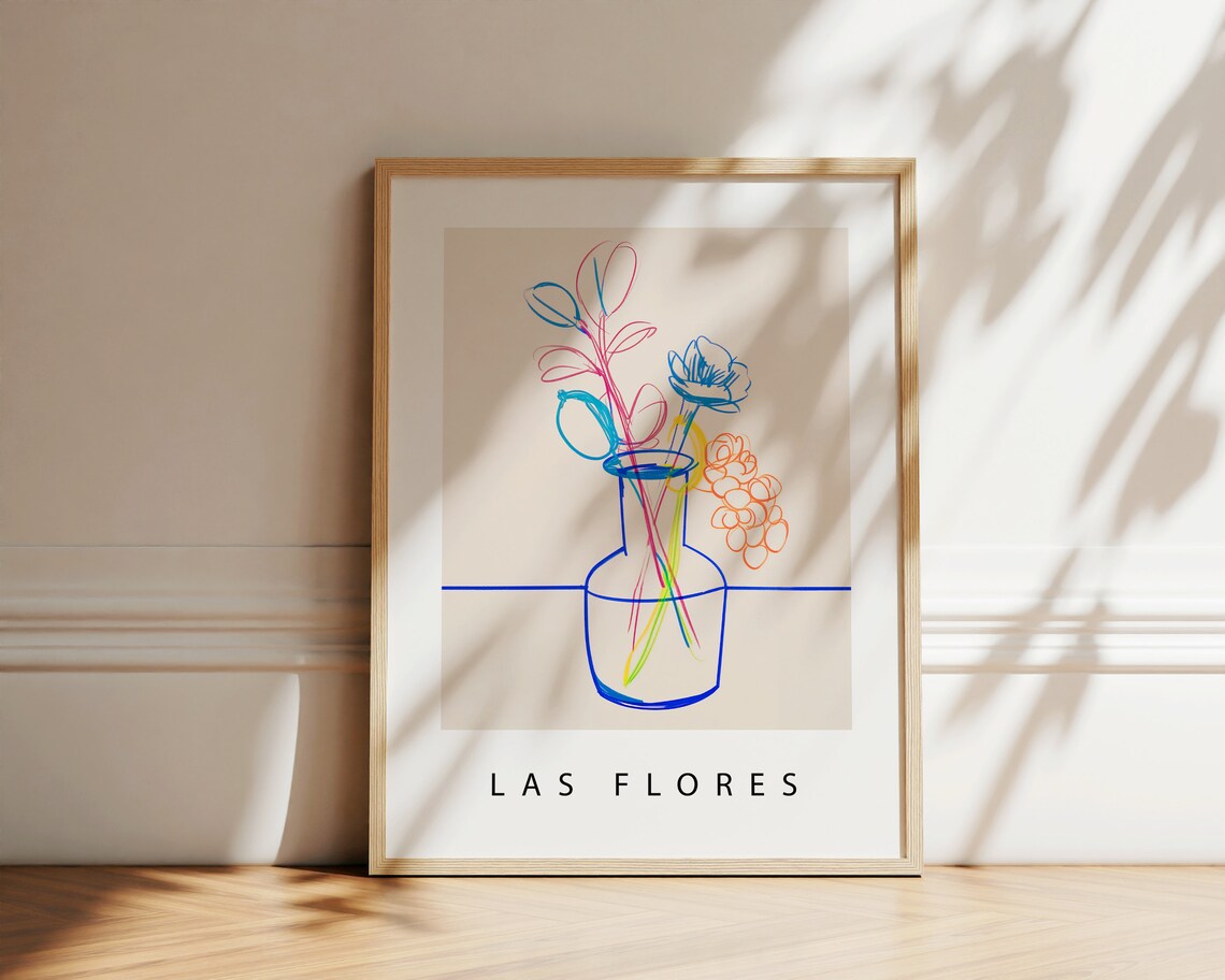 Flower Print, One Line Drawing Kitchen Decor - Image 3
