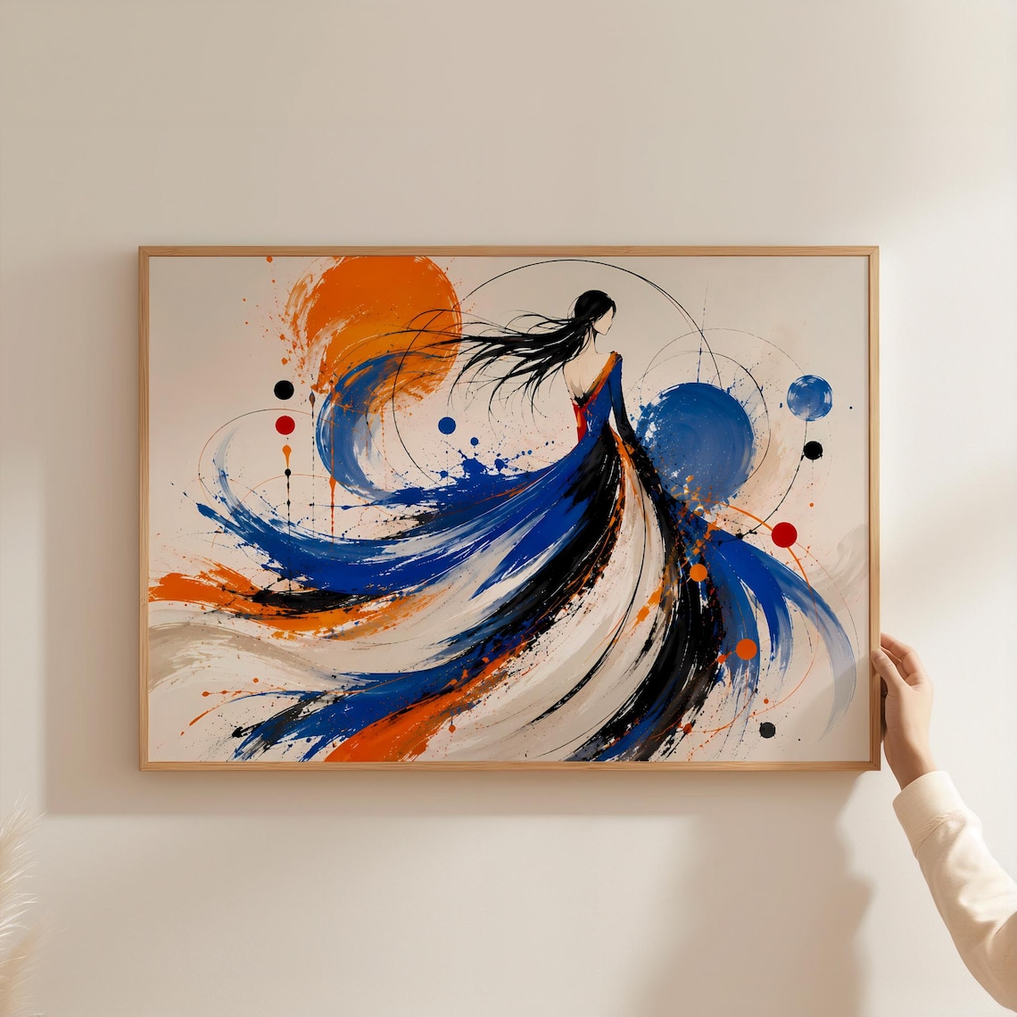 Abstract Woman Print, Elegant Woman In Blue Dress