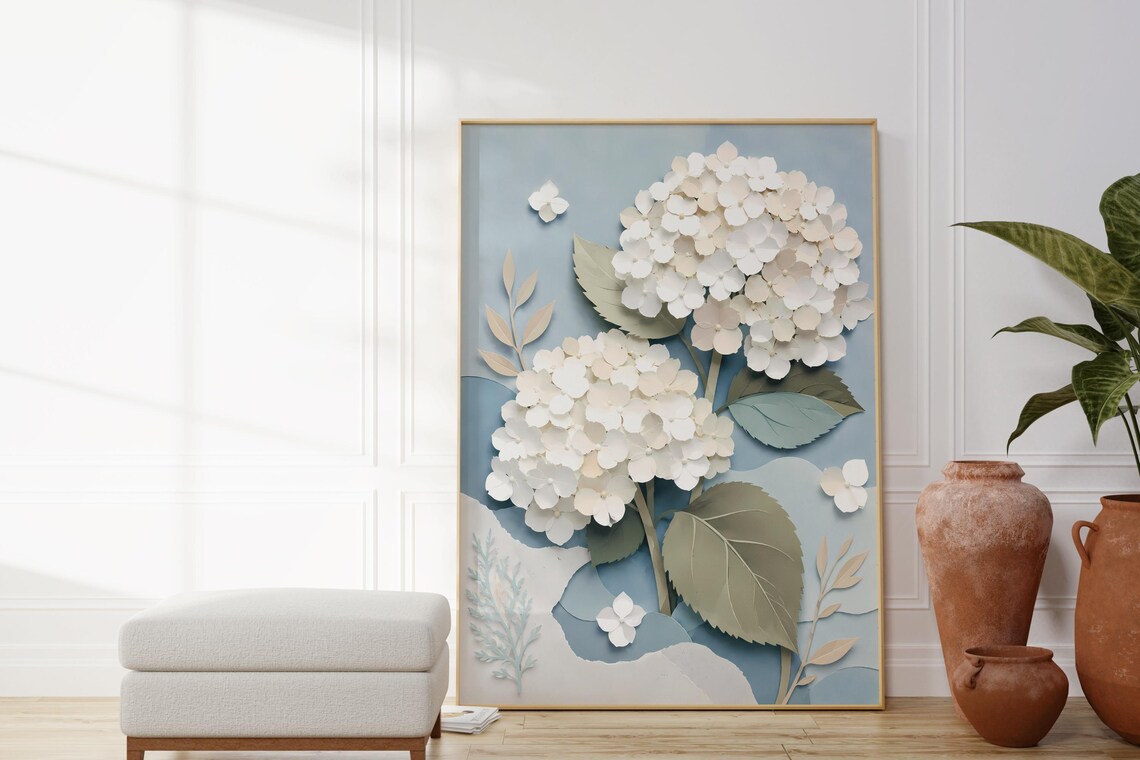 Modern Papercut Flower Art, Botanical Poster