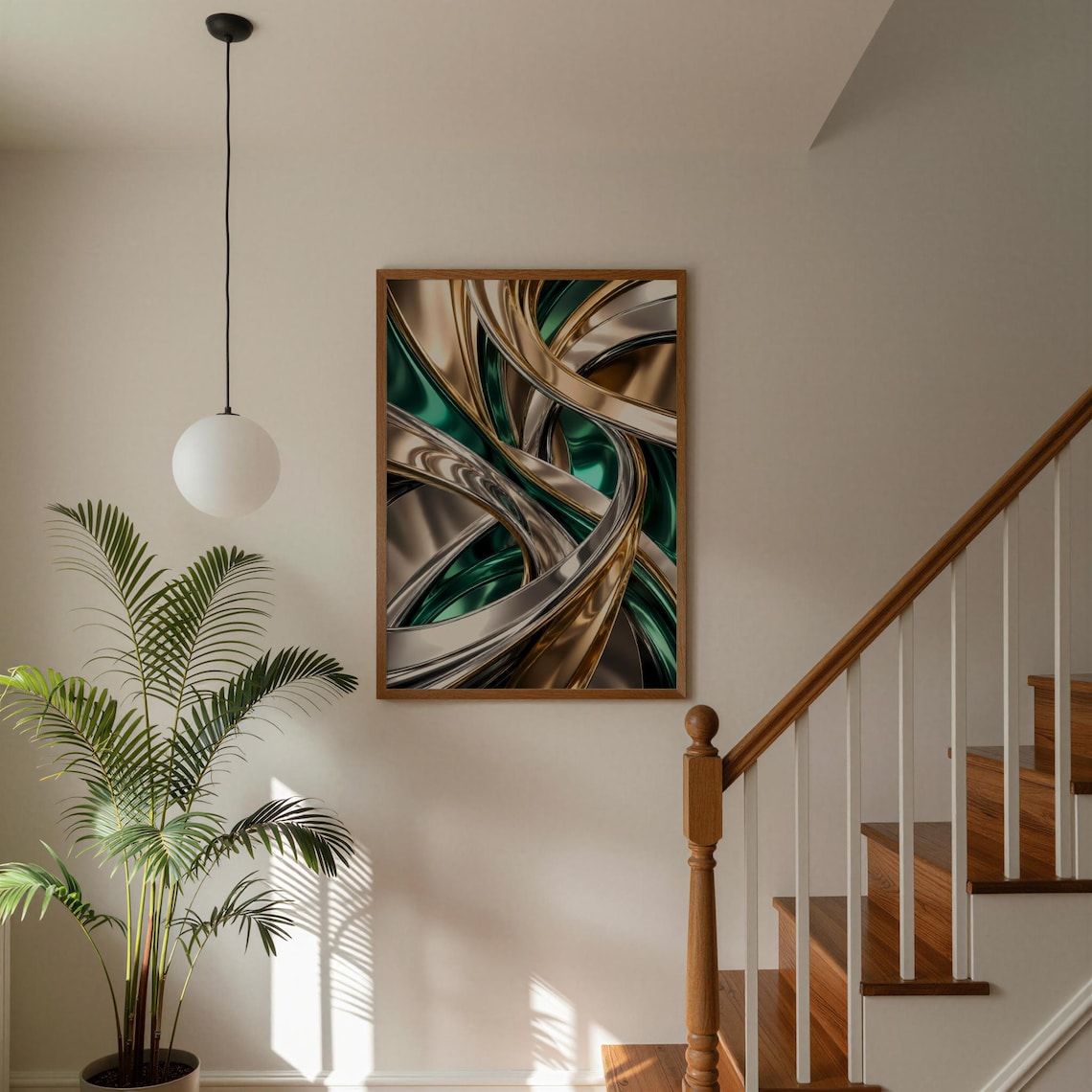 Emerald Green Gold Abstract Poster, Luxury Modern Wall Art Print