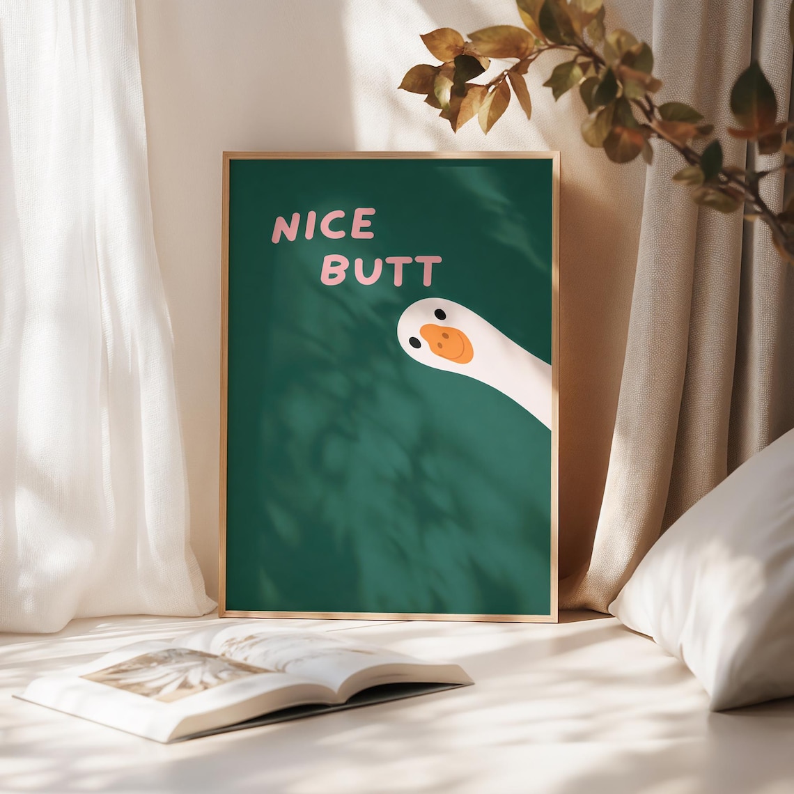 Nice Butt Goose Poster, Minimalist Animal Humor