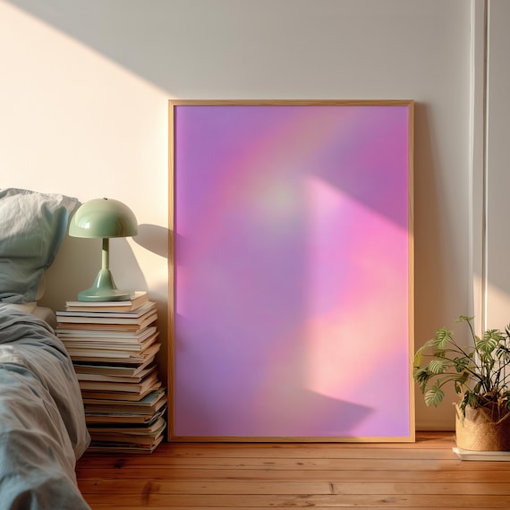 Soft Pink Lavender Aura Gradient Poster Abstract Pastel Dream Bedroom Decor
