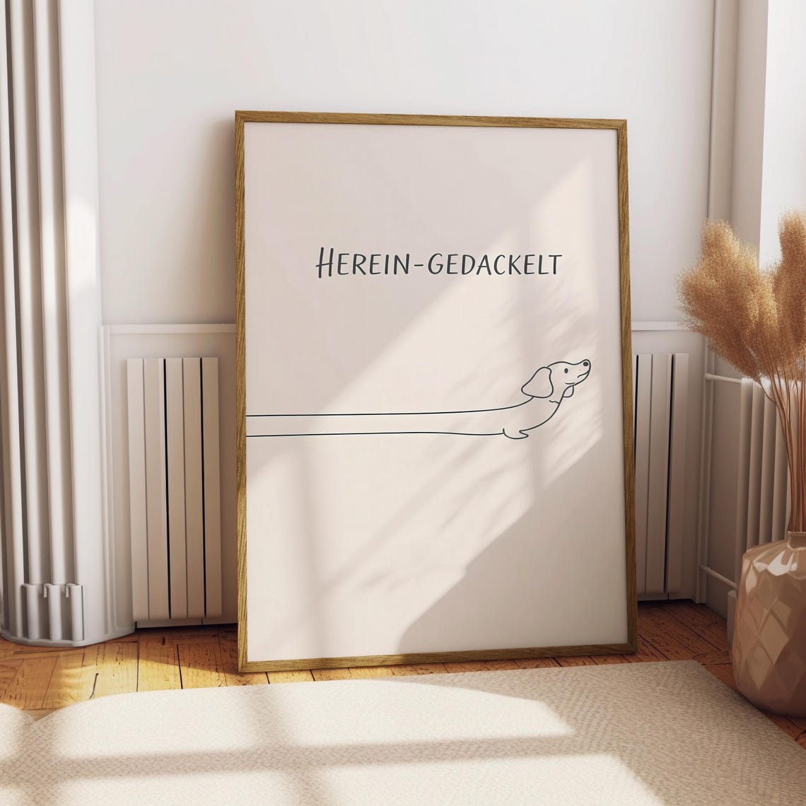 Herein Gedackelt Long Dachshund Line Art Funny German Poster