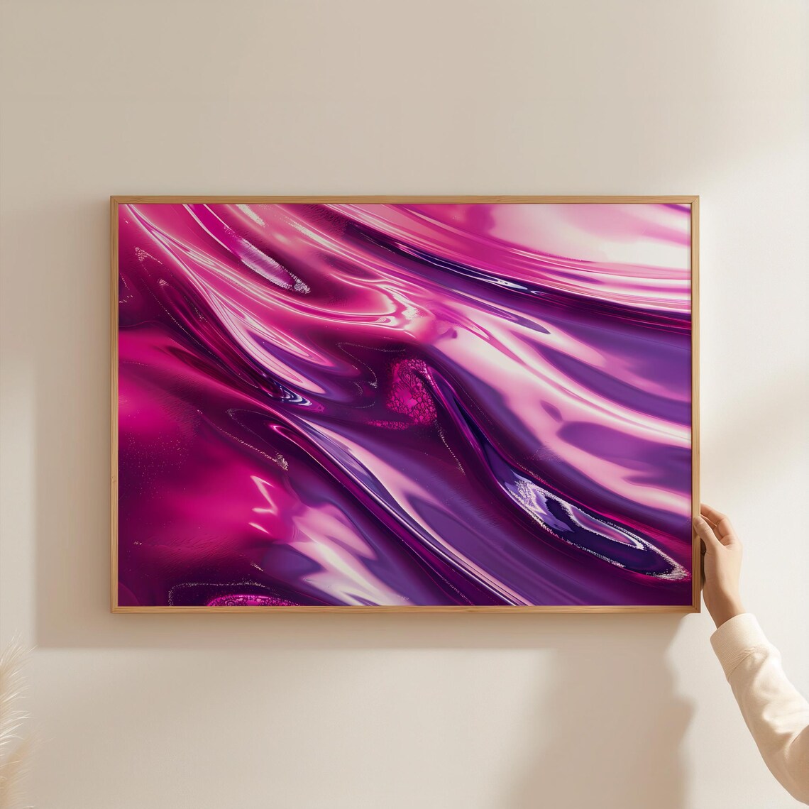 Purple Chrome Abstract Poster, Futuristic Modern Art Print