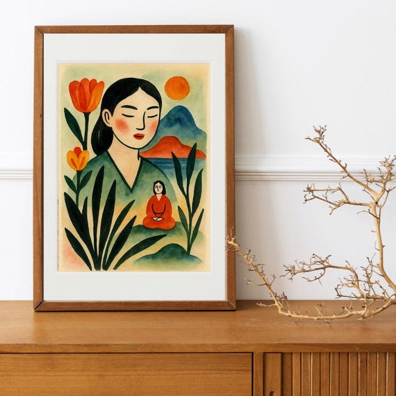 Japanese Art Print, Traditional Japan Meditation Poster