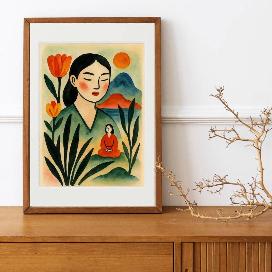 Japanese Art Print, Traditional Japan Meditation Poster