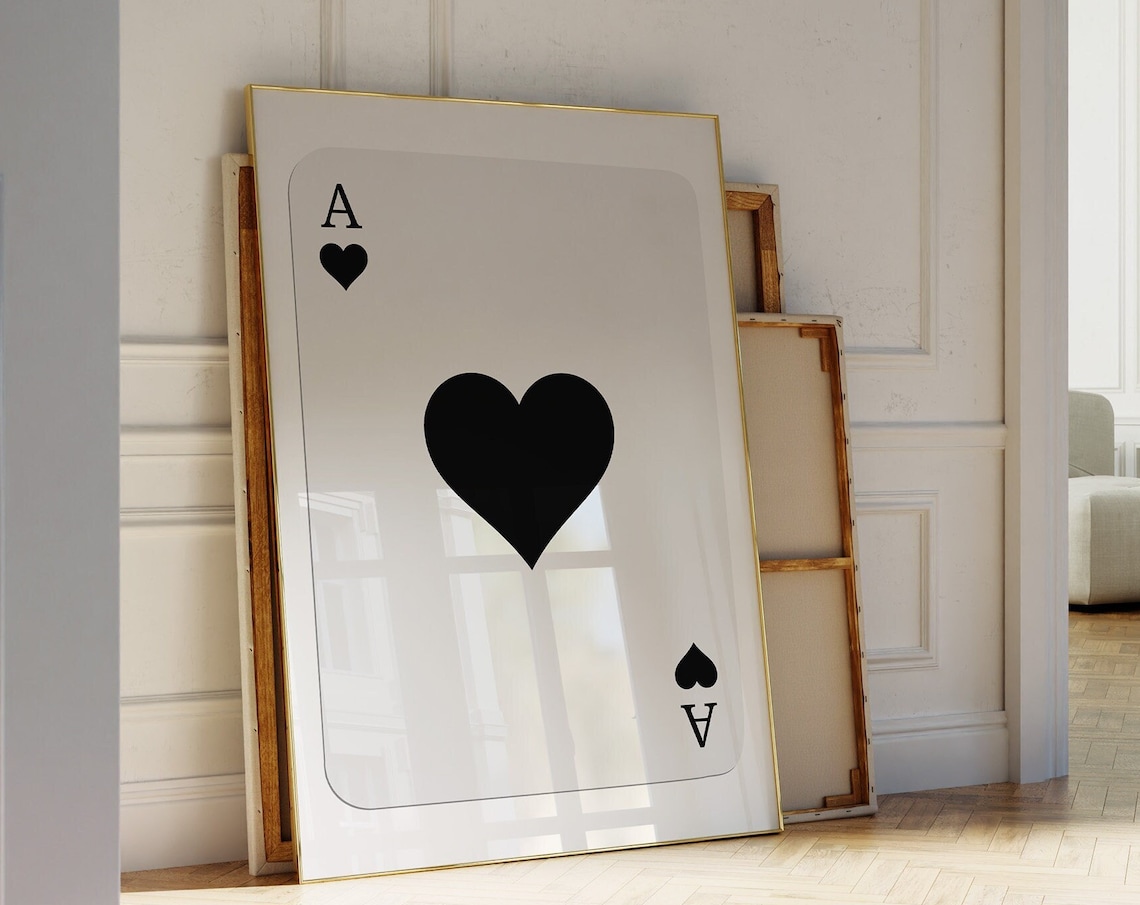 Ace Of Hearts Retro Preppy Wall Art Print