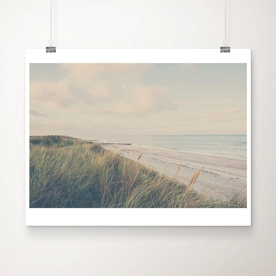 Beach Photography Grass Print, Norfolk Coastal Nature