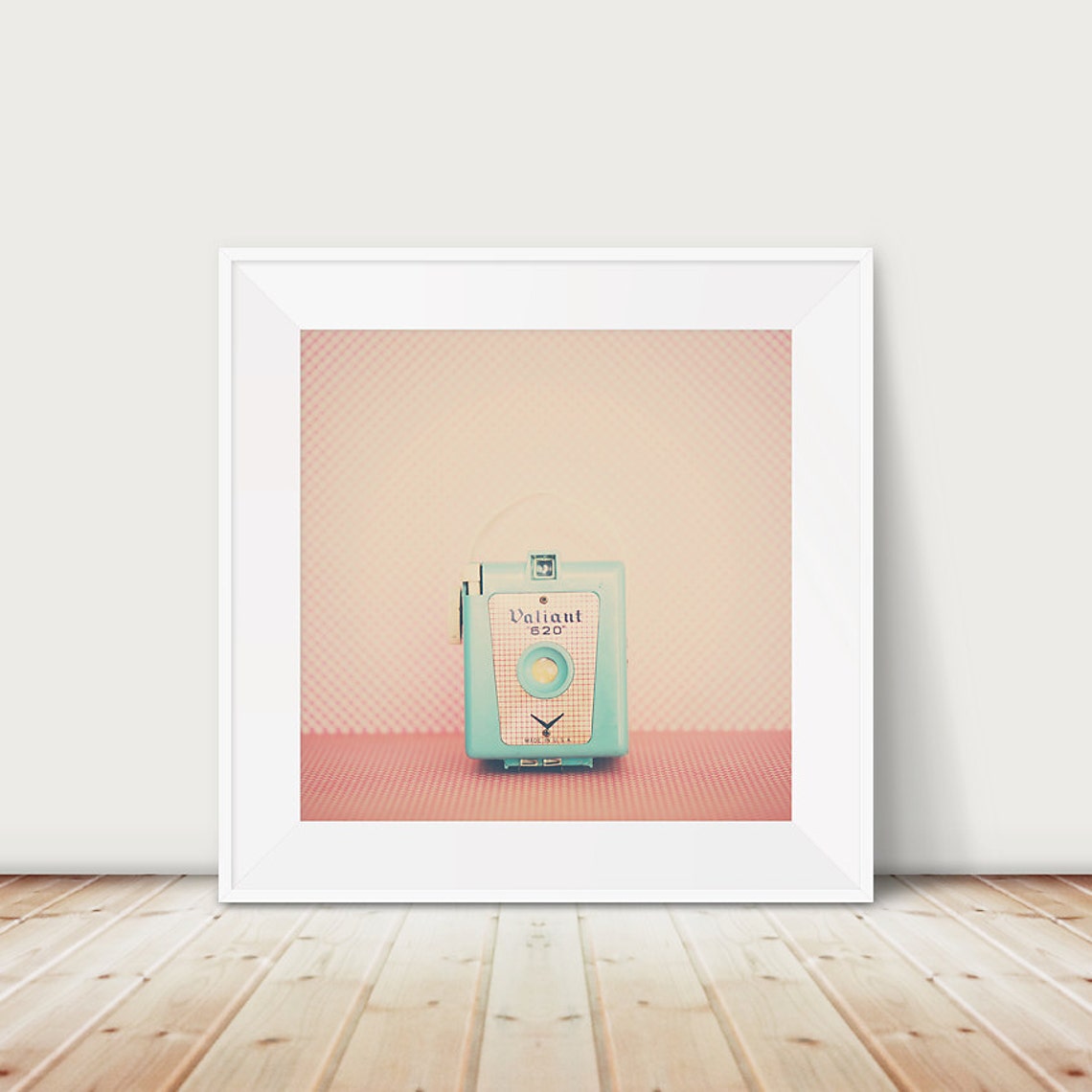 Valiant 620 Vintage Teal Film Camera Retro Photography Square Print