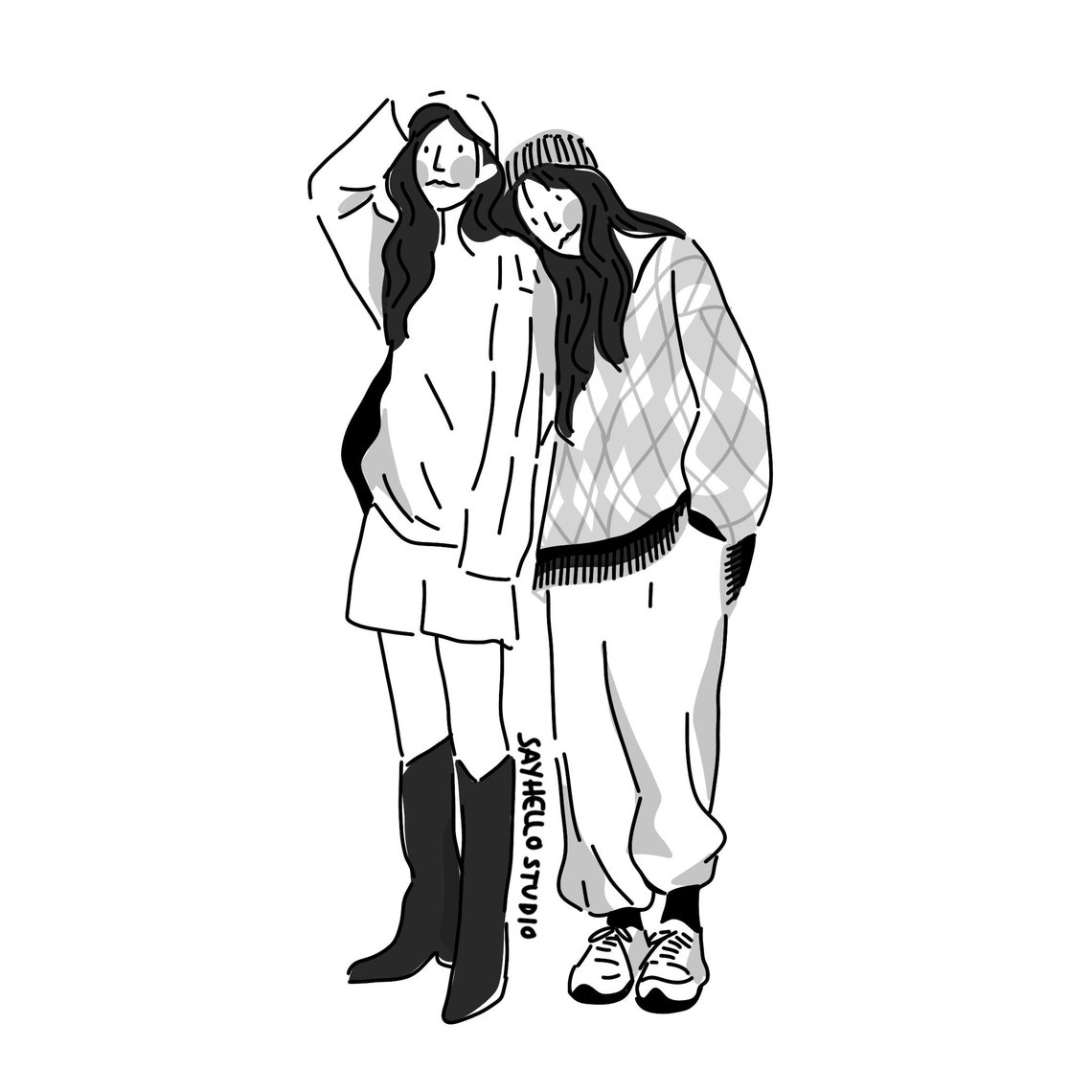 Custom Minimalist Couple Portrait One Line Drawing Family Illustration Custom Minimalist Drawing Custom Line Drawing Personalized Gift - Image 2
