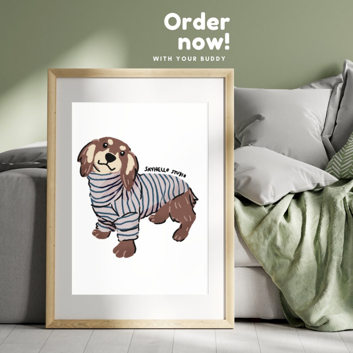 Cute Calico Cat Custom Cartoon Portrait from Photo Illustration Poster - Image 2
