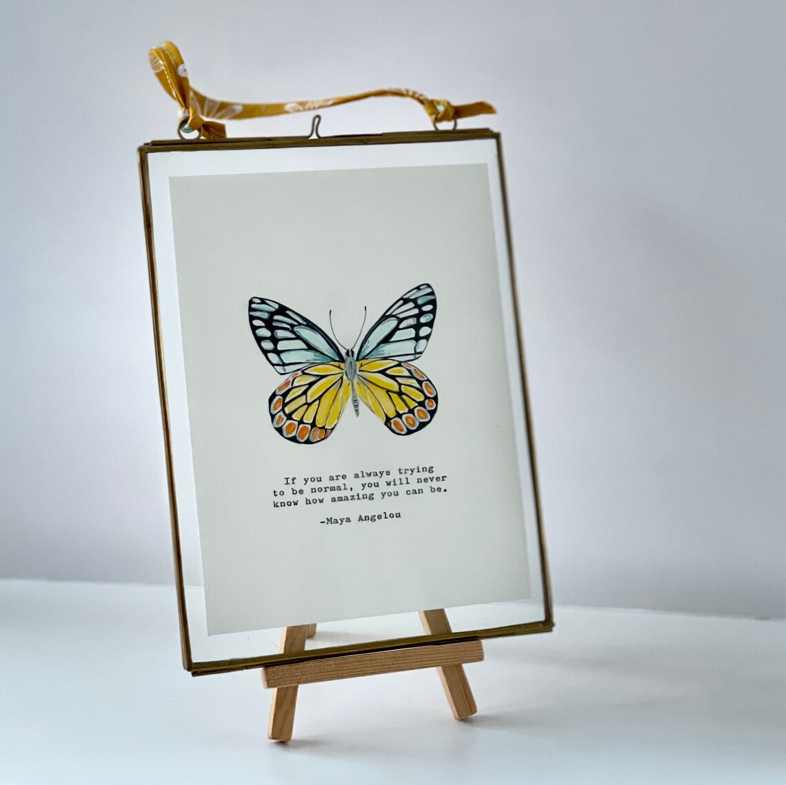 Butterfly With Maya Angelou Quote, Quote Art Print