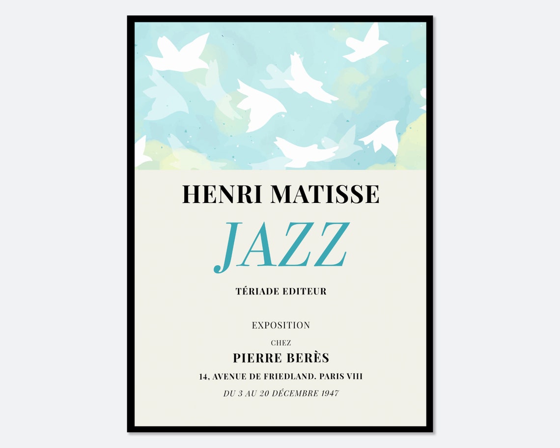 Henri Matisse Jazz 1947 White Doves on Turquoise Gallery Art Poster