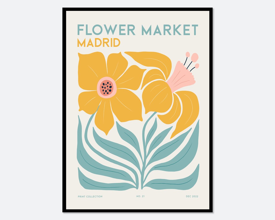 Flower Market Madrid Abstract Botanical Art Print