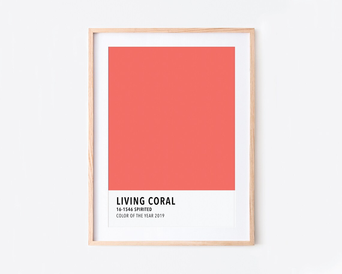 Living Coral Color Card Spirited 16-1546 2019 Color of the Year Print