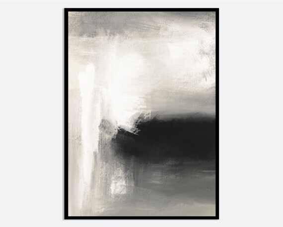 Minimalist Abstract Textured Painting Wall Art Print Textural Modern Contemporary Minimal Poster Black White Monochrome Ab28