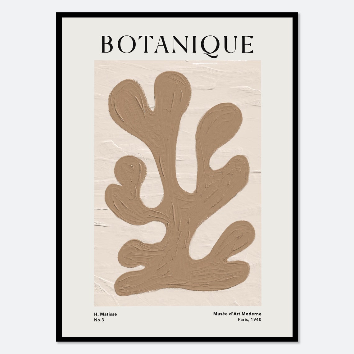 H Matisse Botanique No 3 Tan Organic Cut Out Shape Abstract Poster