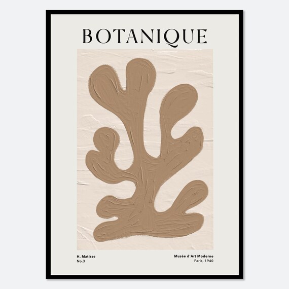 H Matisse Botanique No 3 Tan Organic Cut Out Shape Abstract Poster