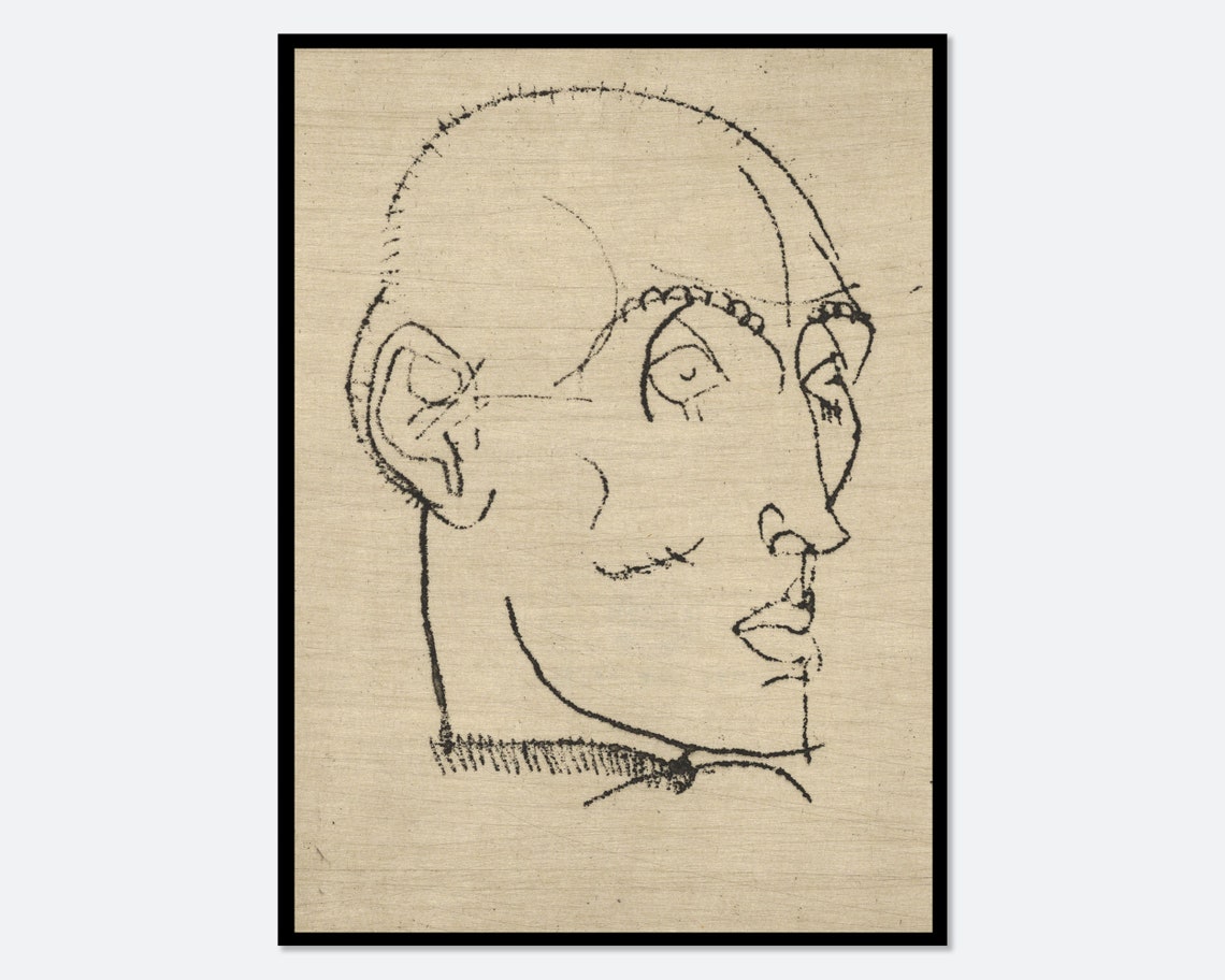 Egon Schiele Line Drawing Portrait of a Man 1914 Sketch Poster