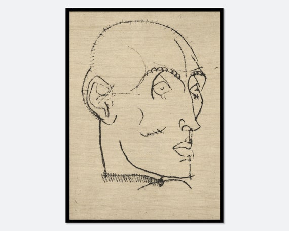 Egon Schiele Line Drawing Portrait of a Man 1914 Sketch Poster